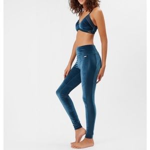 Sweaty Betty beetle blue velvet leggings